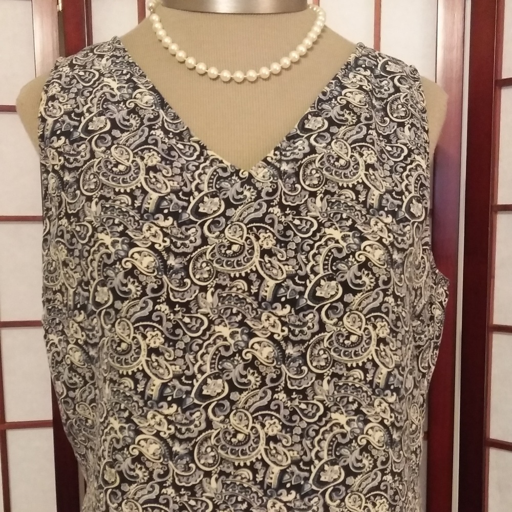 100% SILK BLUE & CREAM PAISLEY 2 PC SKIRT SET - Picture 2 of 7
